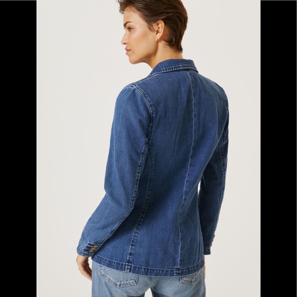 Anthropologie Boyish The Julian Denim Blazer Sz M Jean Jacket Work - Picture 4 of 11